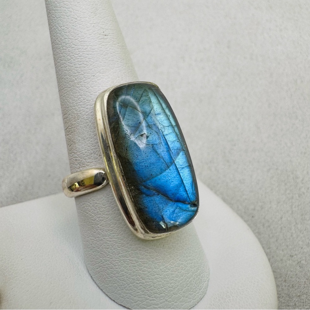 S925 Labradorite Adjustable Ring - image 2